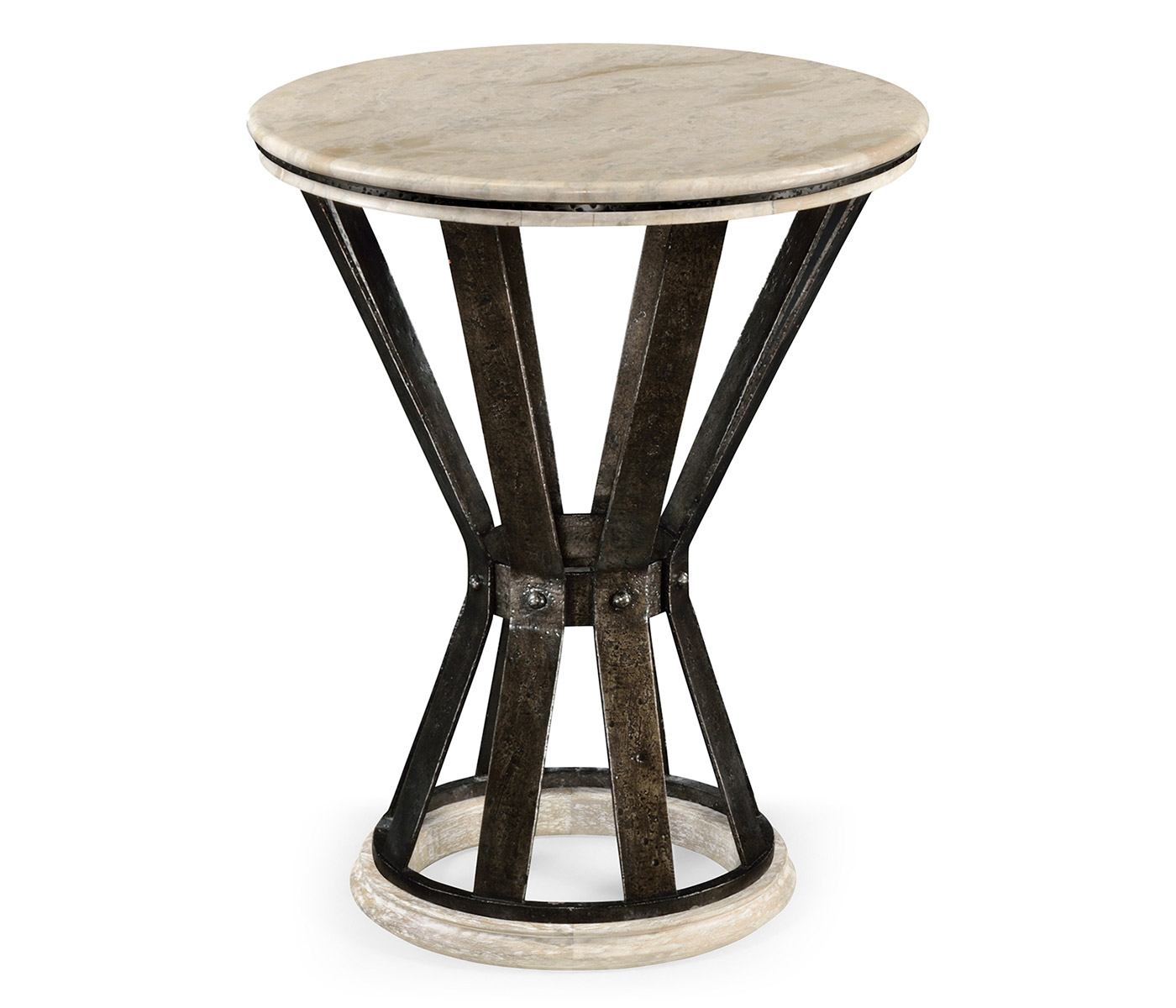 Wrought Iron Round Table with Light Marble Top