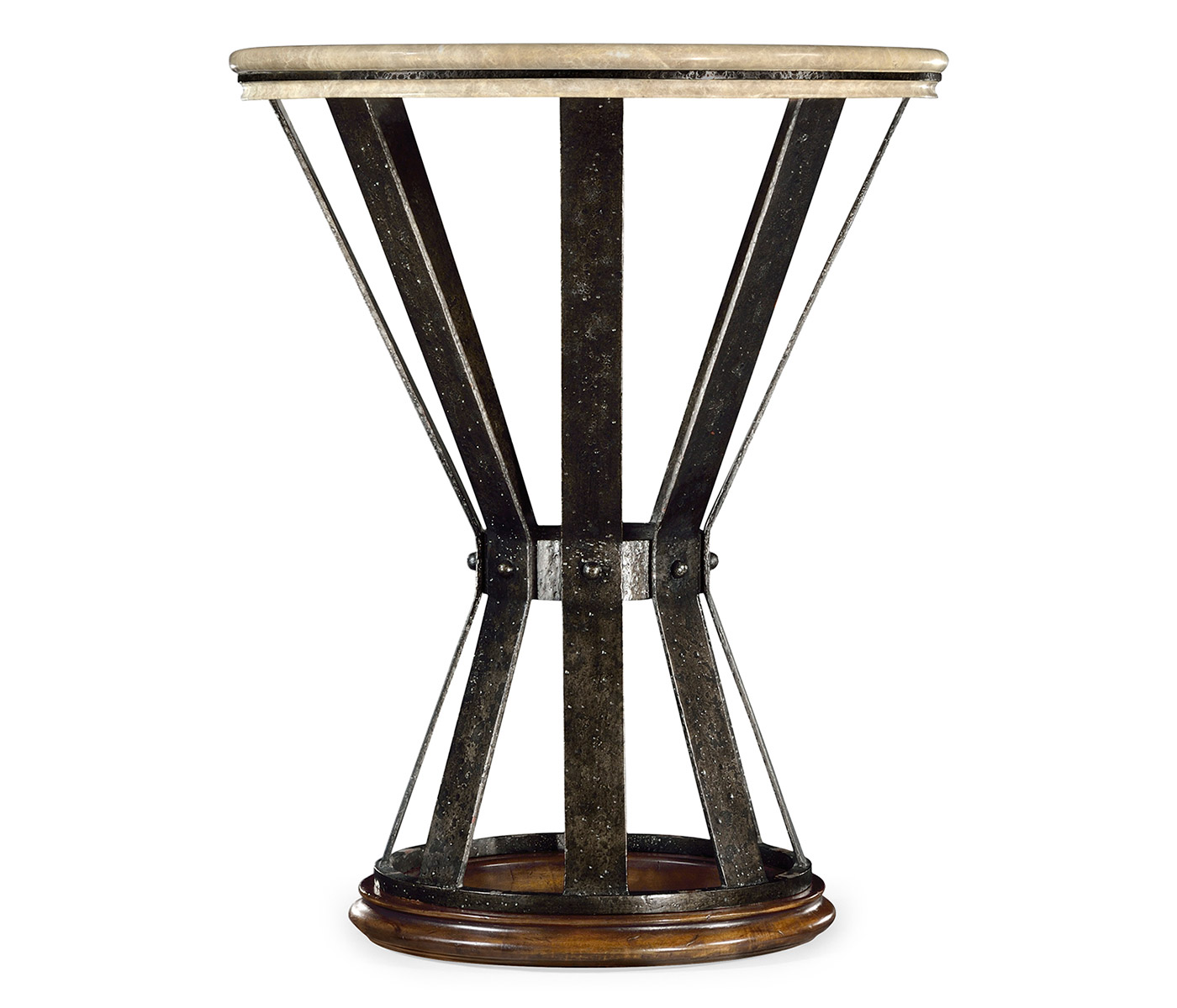 Wrought Iron Round Table with Dark Marble Top