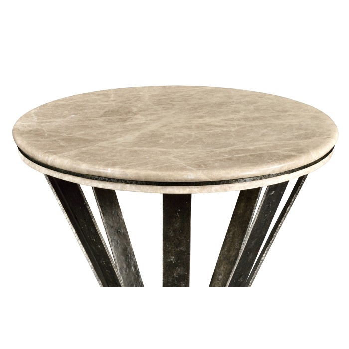 Wrought Iron Round Table with Dark Marble Top
