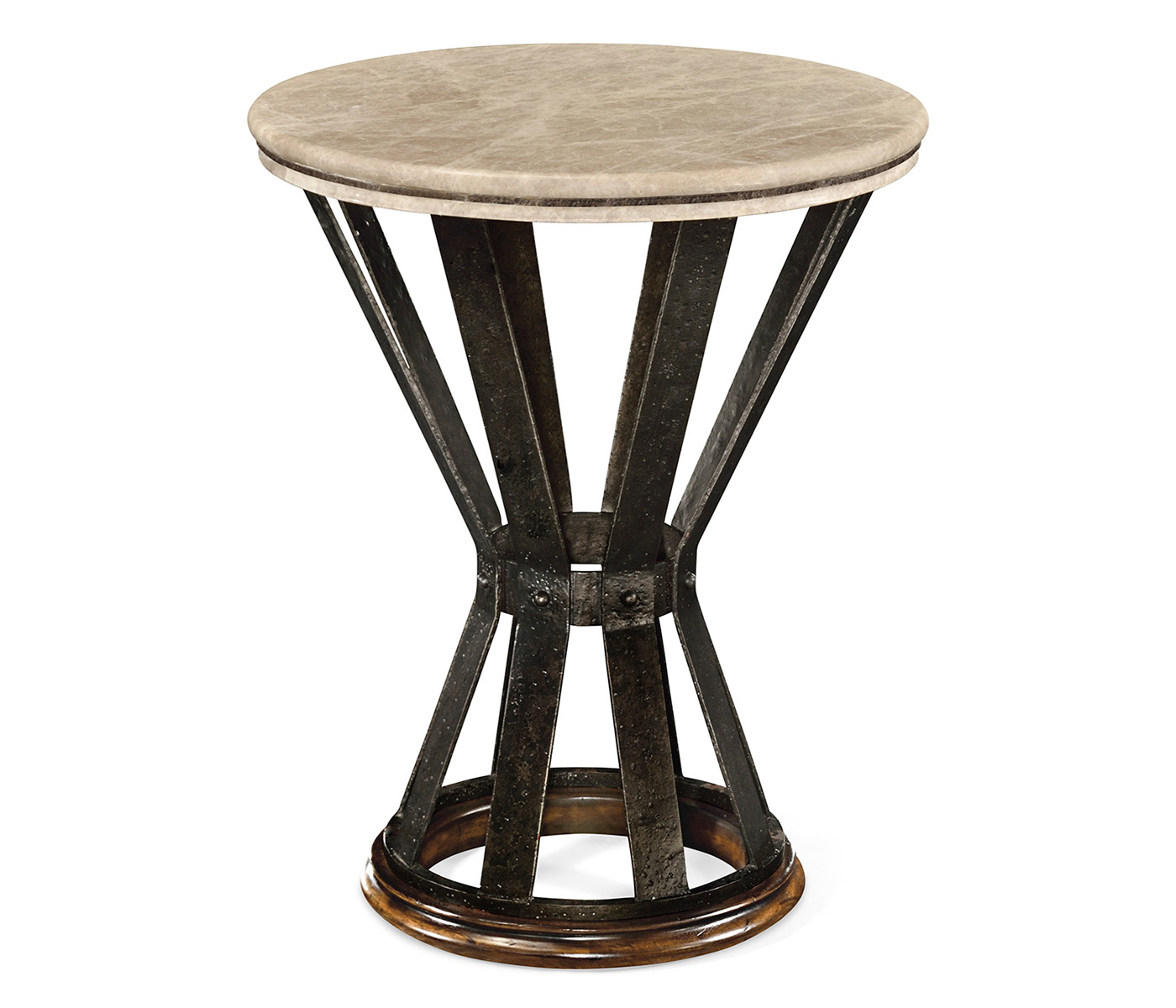 Wrought Iron Round Table with Dark Marble Top