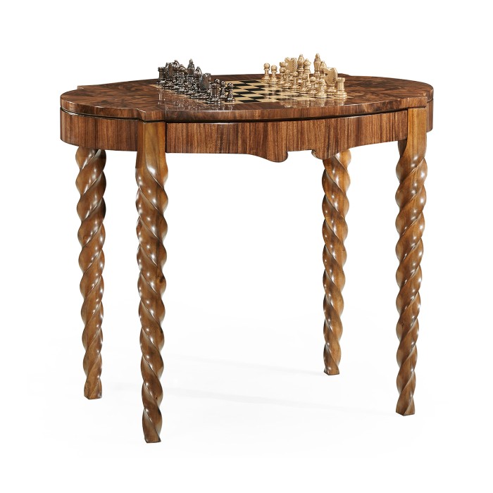 Walnut Barleytwist Game Table
