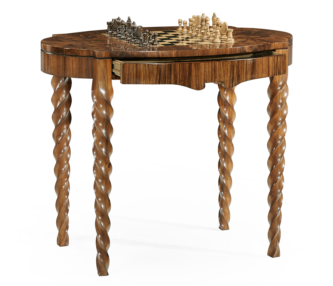 Walnut Barleytwist Game Table