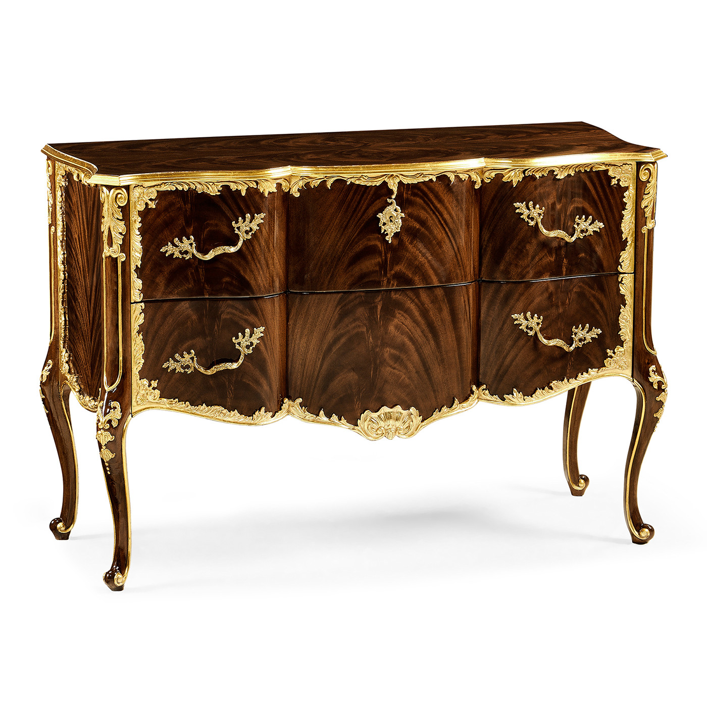 Mahogany chest of drawer with gilded