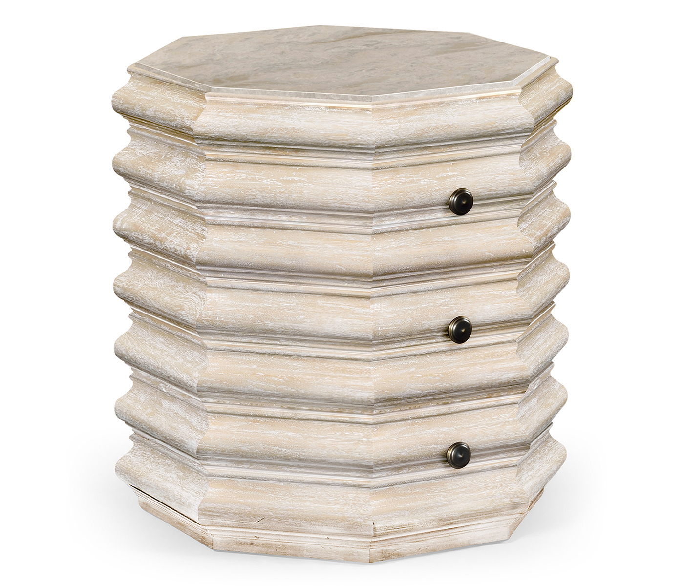 Octagon Limed Acacia End Table