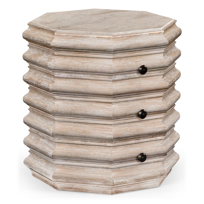 Octagon Limed Acacia End Table