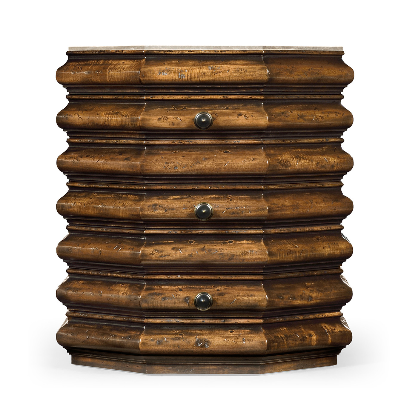 Octagon Rustic Walnut End Table