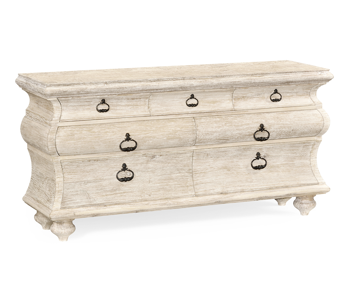 Large Rectangular Limed Acacia Chest of Drawers
