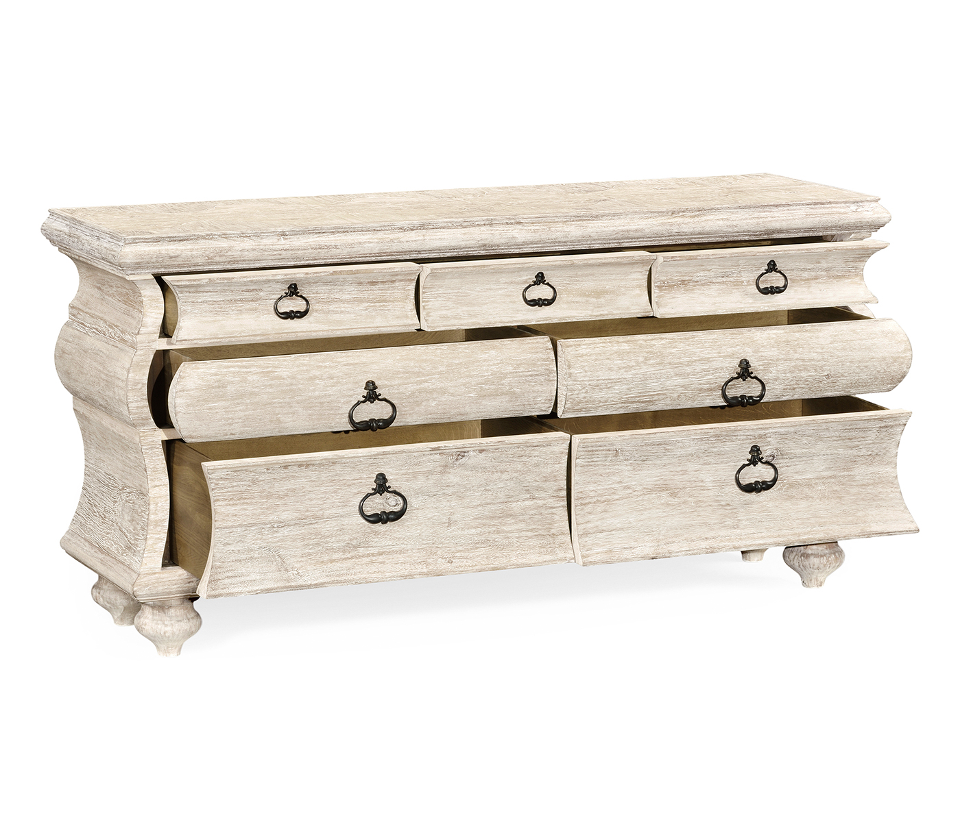 Large Rectangular Limed Acacia Chest of Drawers