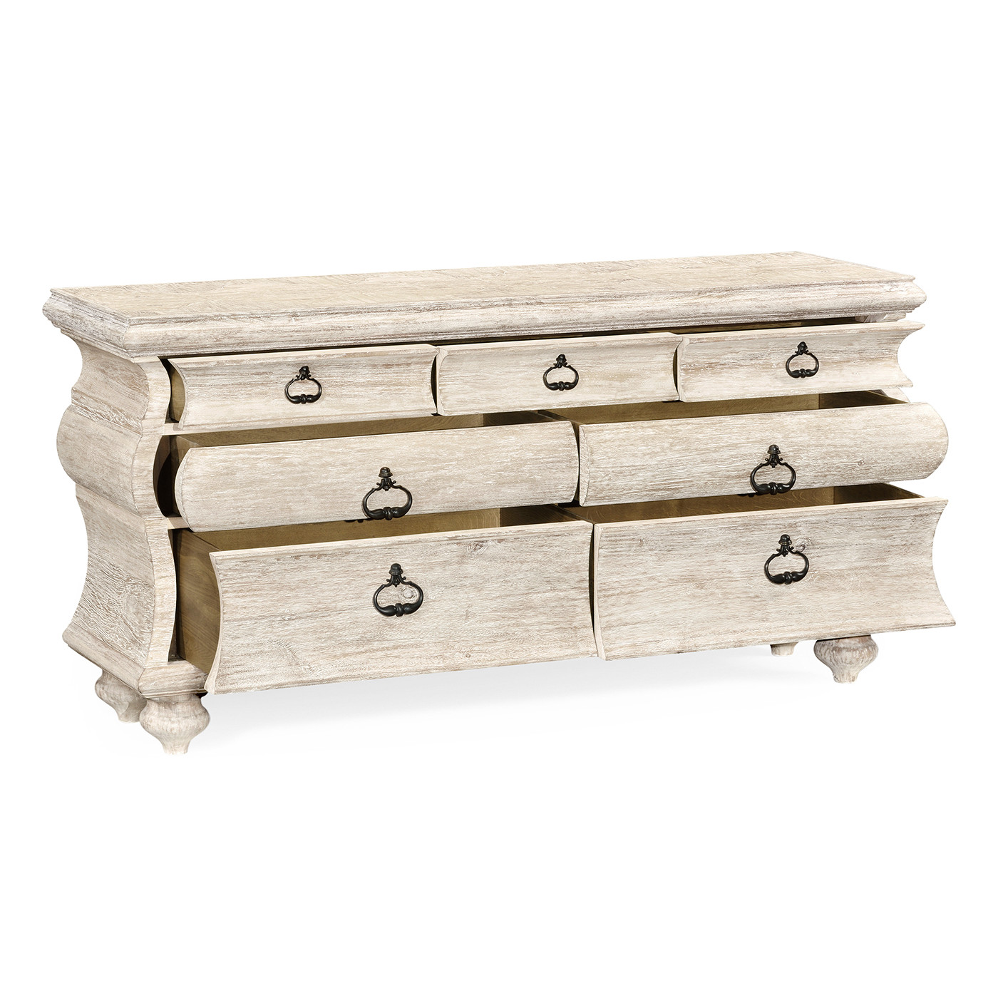 Large Rectangular Limed Acacia Chest of Drawers