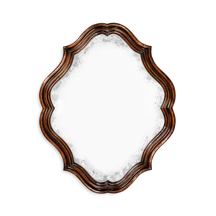 Rustic walnut oval antique mirror