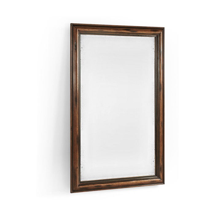 Rectangular Rustic Walnut Antique Mirror