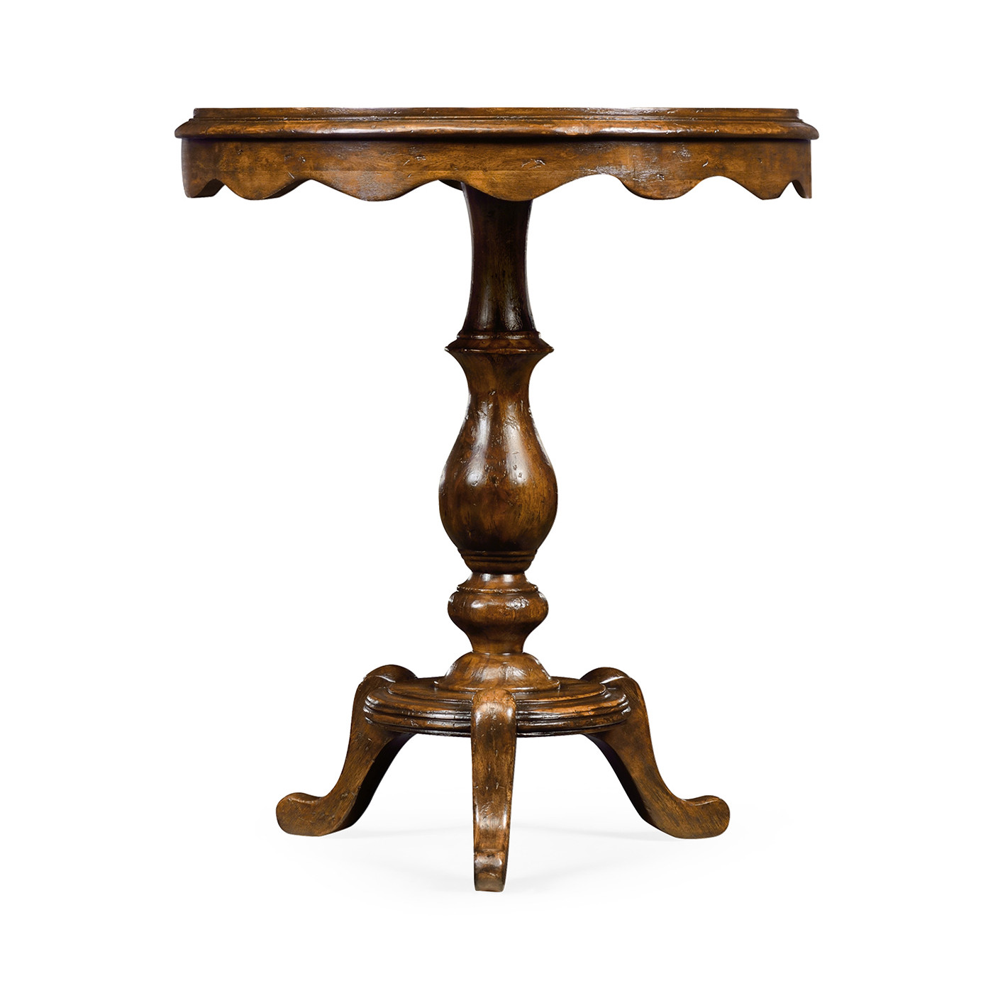 Round Rustic Walnut Lamp Table