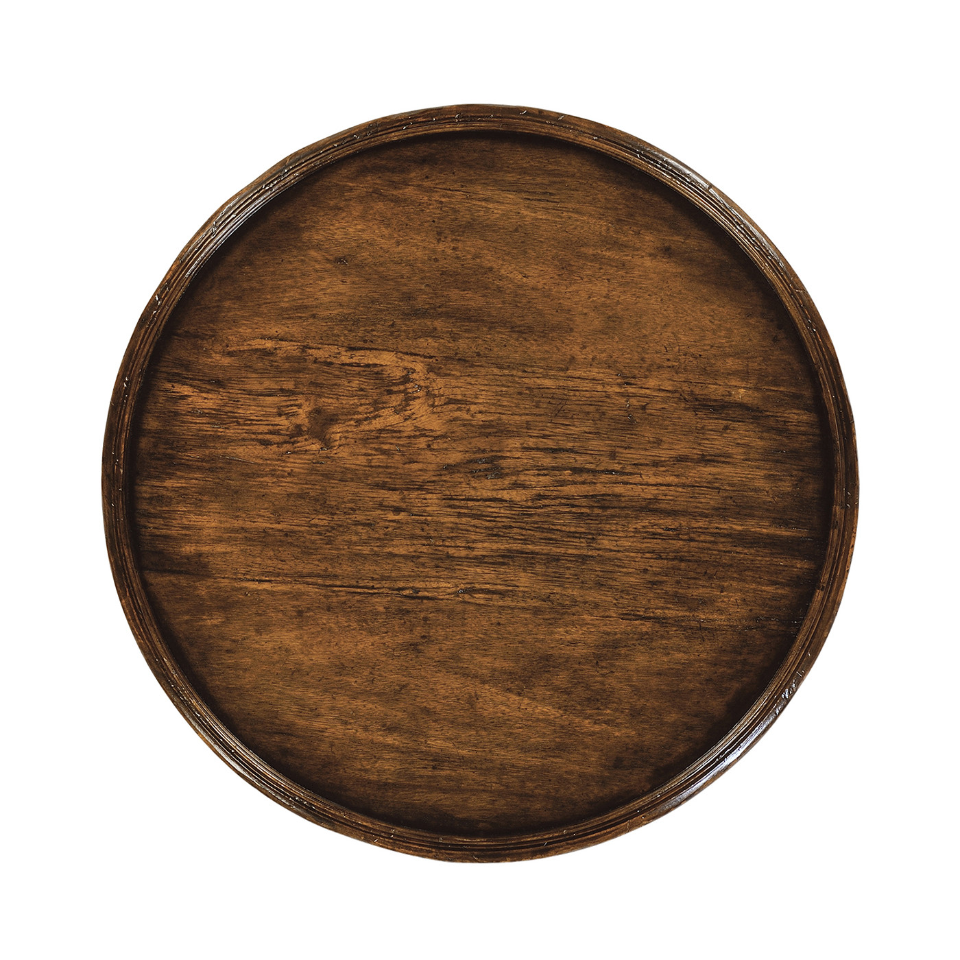 Round Rustic Walnut Lamp Table