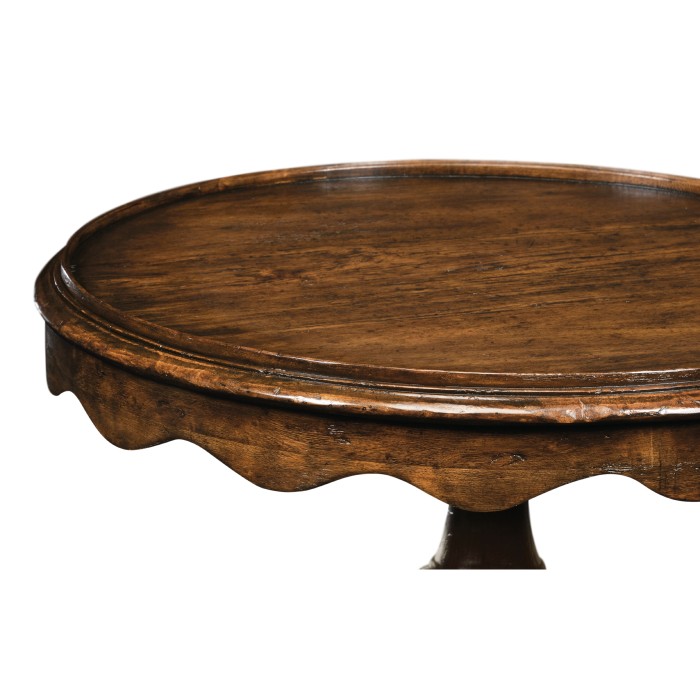 Round Rustic Walnut Lamp Table