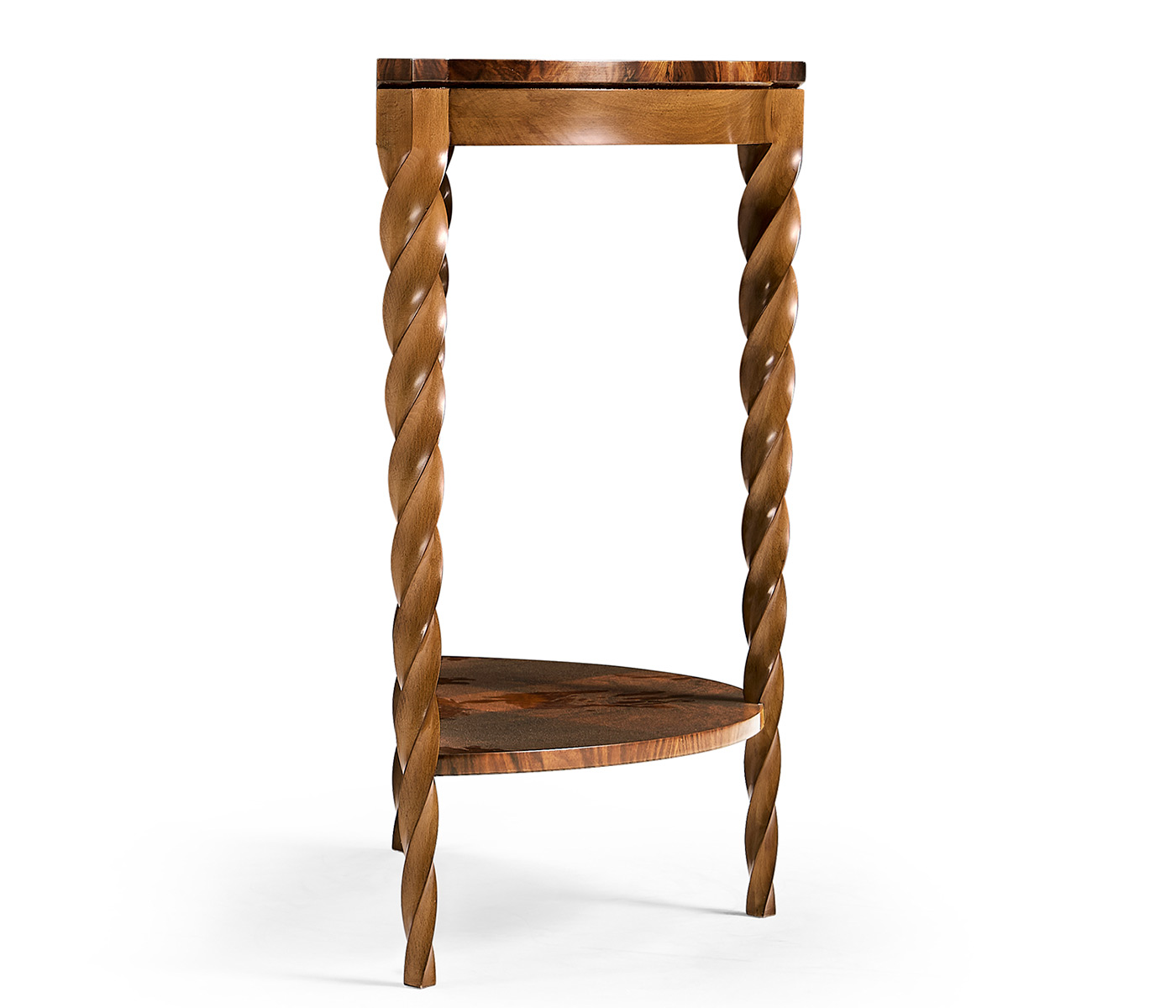 Walnut Barleytwist Demilune Console Table