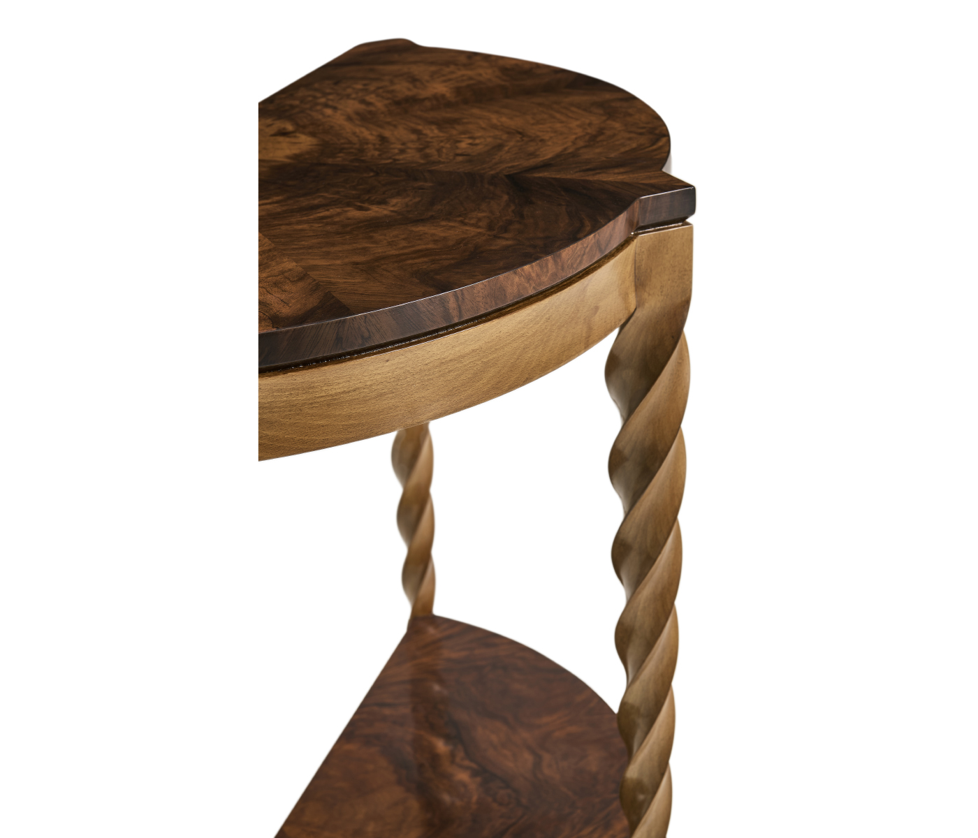 Walnut Barleytwist Demilune Console Table