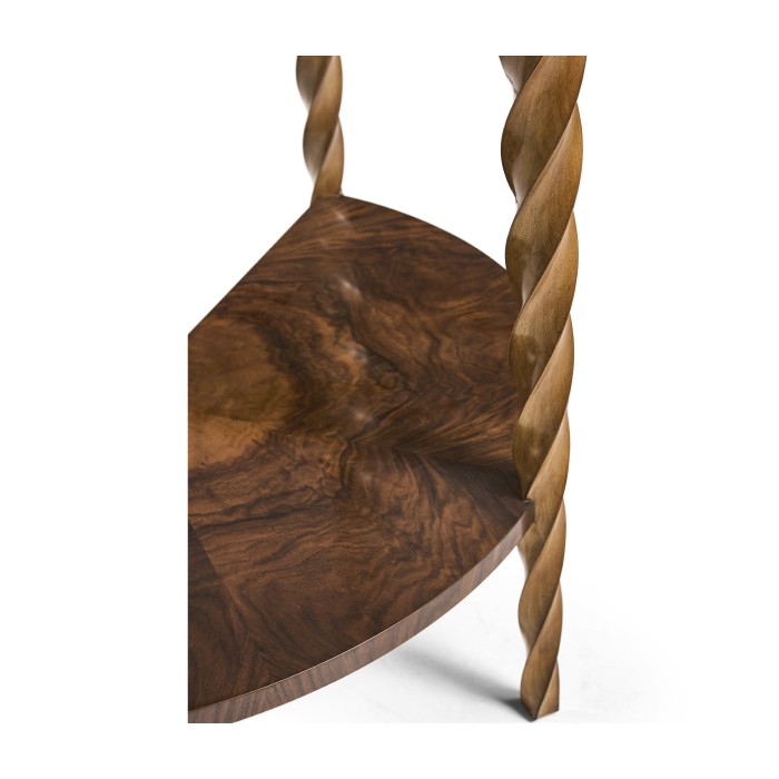 Walnut Barleytwist Demilune Console Table