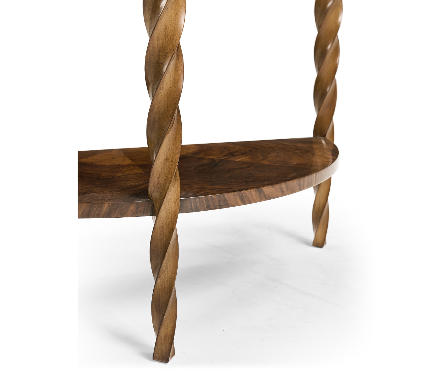 Walnut Barleytwist Demilune Console Table