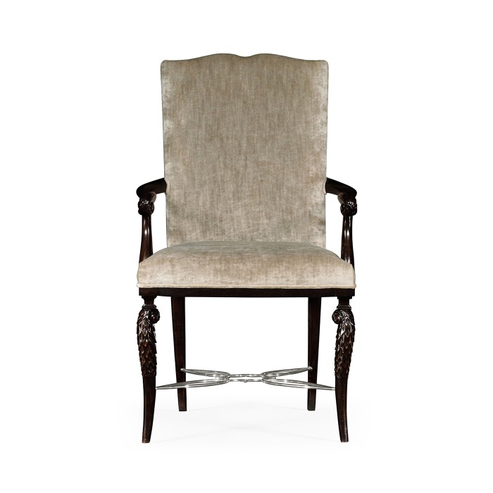 Icarus Dining Arm Chair, Upholstered in Calico Velvet