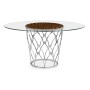 Feather Inlay Glass Top Dining Table 60
