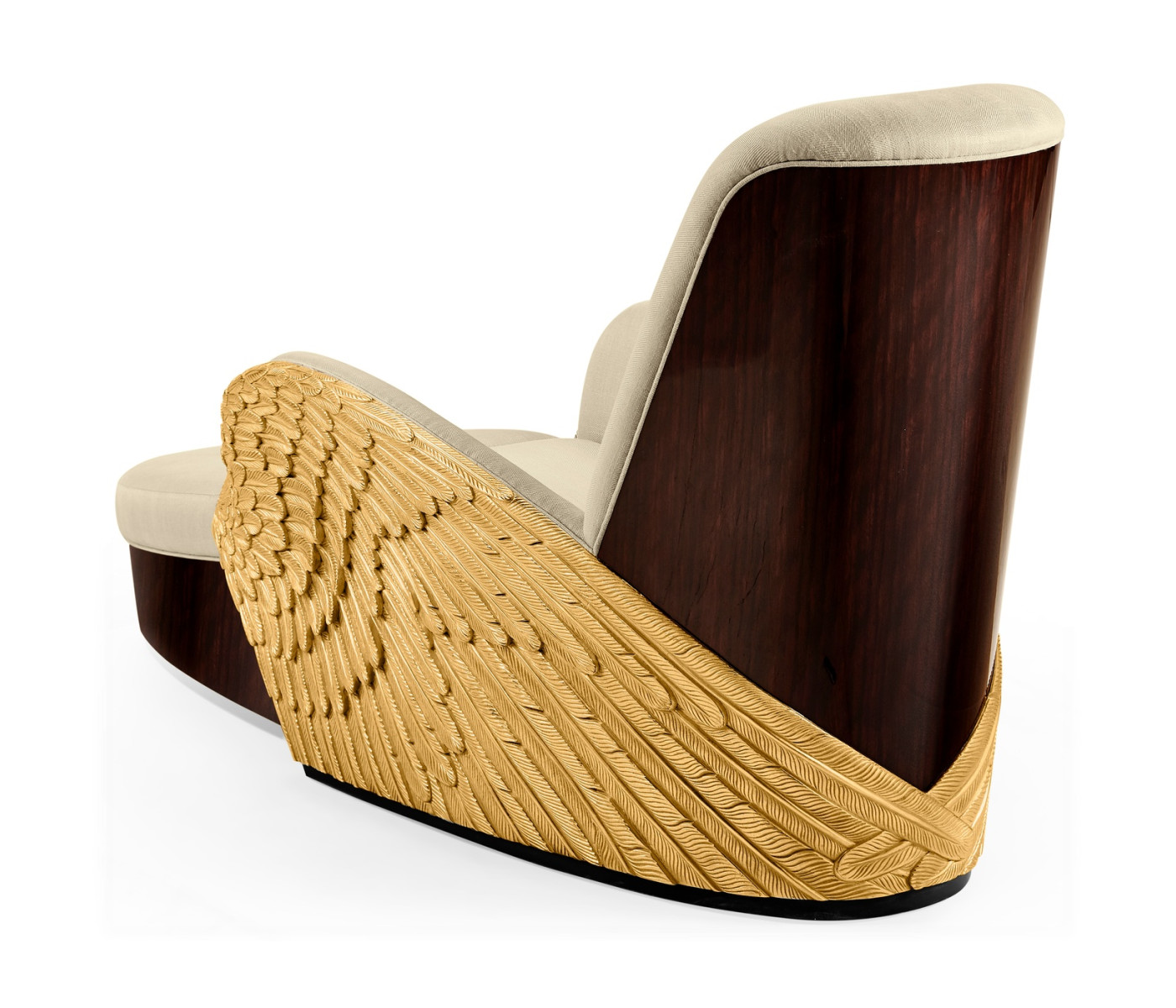 Gilded Angel Wing Chair with Ottoman