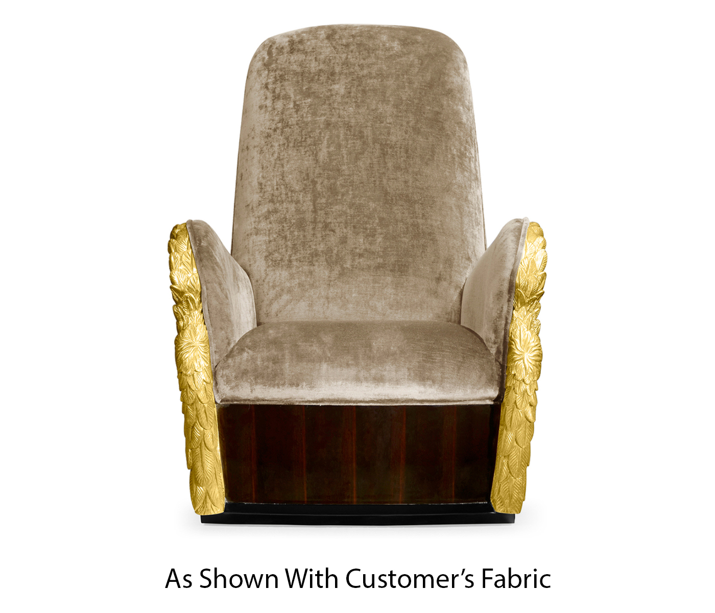 Gilded Angel Wing Chair with Ottoman, Upholstered in COM