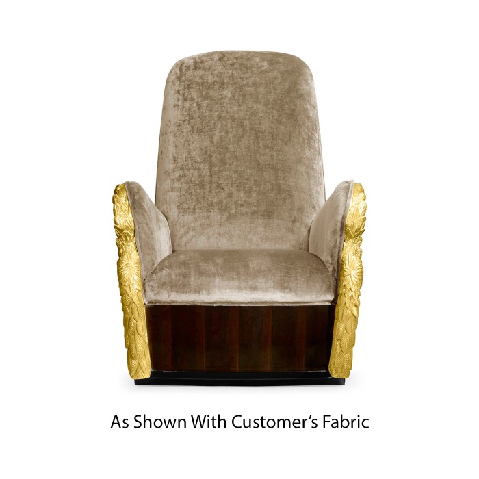 Gilded Angel Wing Chair with Ottoman, Upholstered in COM