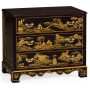 Chinoiserie Style Ebonised Bedside Chest of Drawers