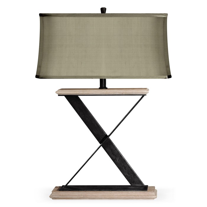 Artisan Table Lamp in Limed Acacia with Wrought Iron