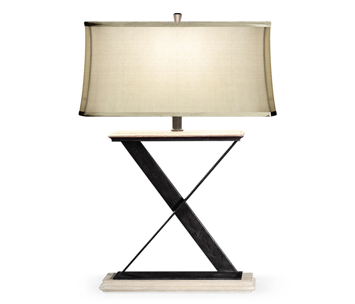 Artisan Table Lamp in Limed Acacia with Wrought Iron