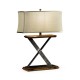 Artisan Table Lamp in Rustic Walnut with Wrought Iron