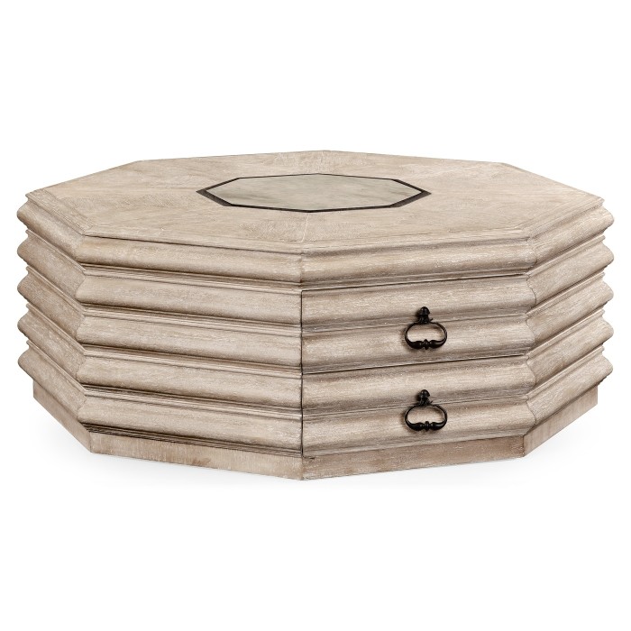 Octagon limed acacia coffee table