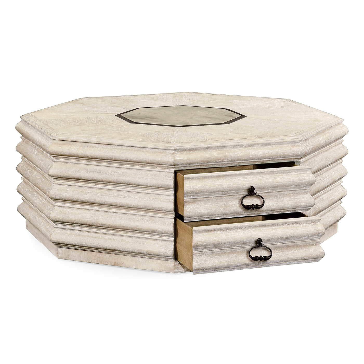 Octagon limed acacia coffee table