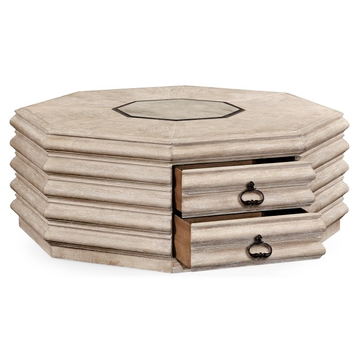 Octagon limed acacia coffee table