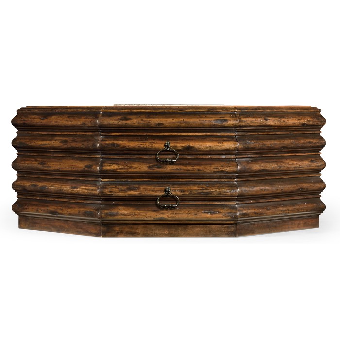 Octagon rustic walnut coffee table