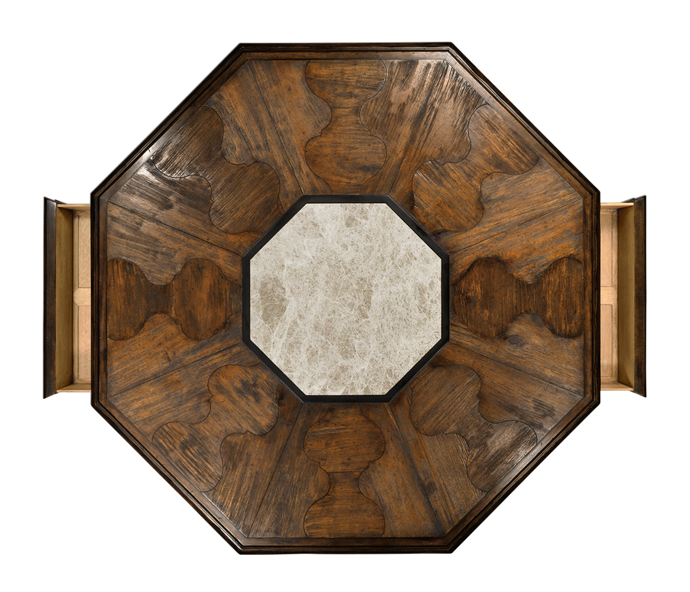 Octagon rustic walnut coffee table