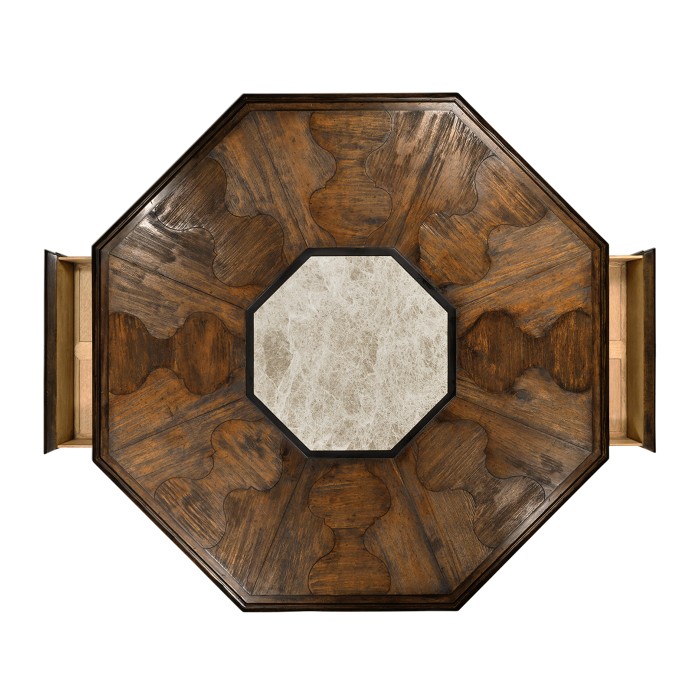Octagon rustic walnut coffee table