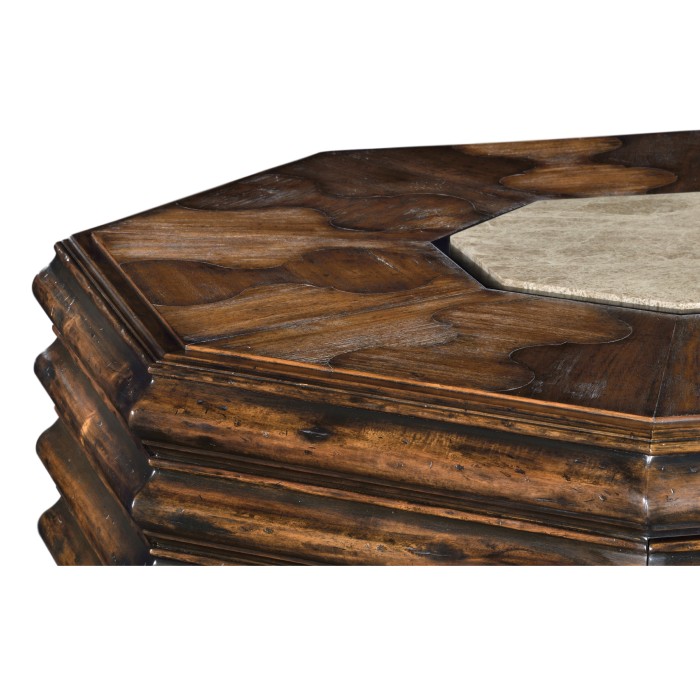 Octagon rustic walnut coffee table