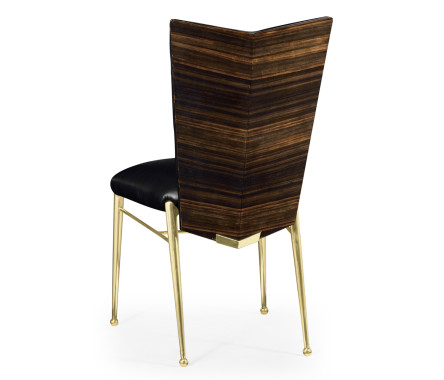 Art Décor gilded side chair with black leather