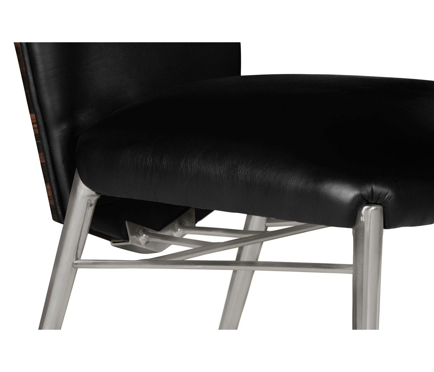 Art Décor silver side chair with black leather