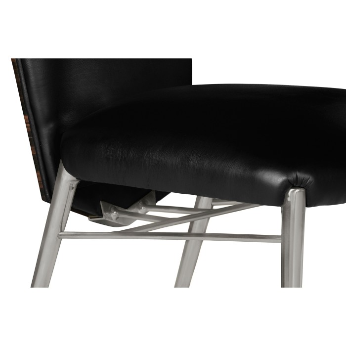 Art Décor silver side chair with black leather