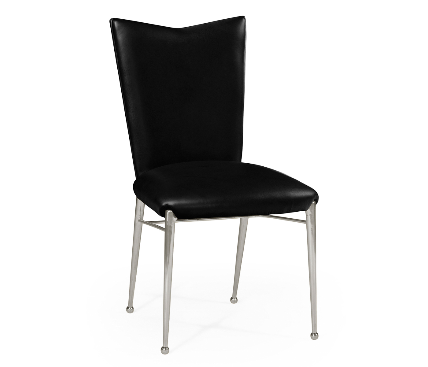 Art Décor silver side chair with black leather