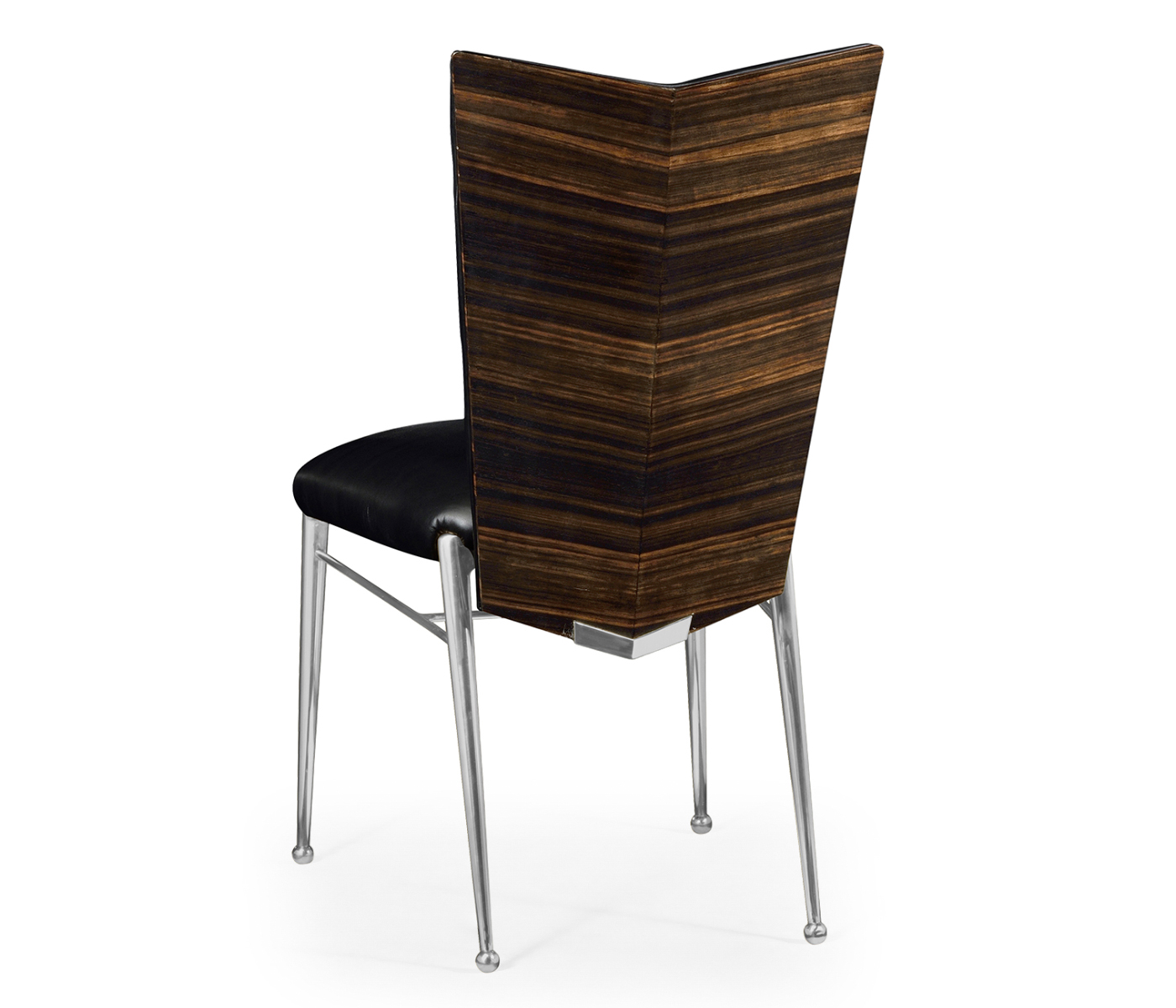 Art Décor silver side chair with black leather