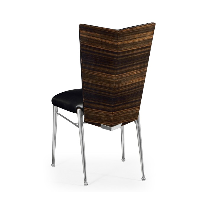 Art Décor silver side chair with black leather