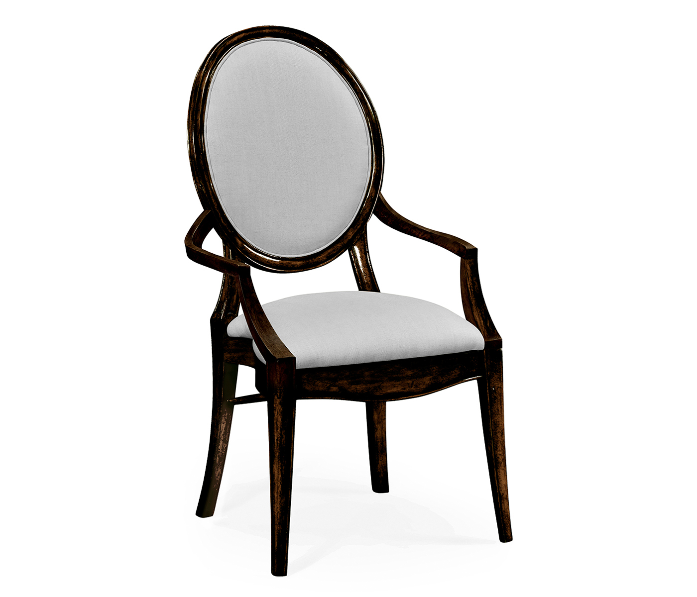 Stacking Spoon Back Honey Black Dining Arm Chair, Upholstered in COM