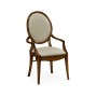 Stacking Spoon Back Walnut Dining Arm Chair, Upholstered in MAZO