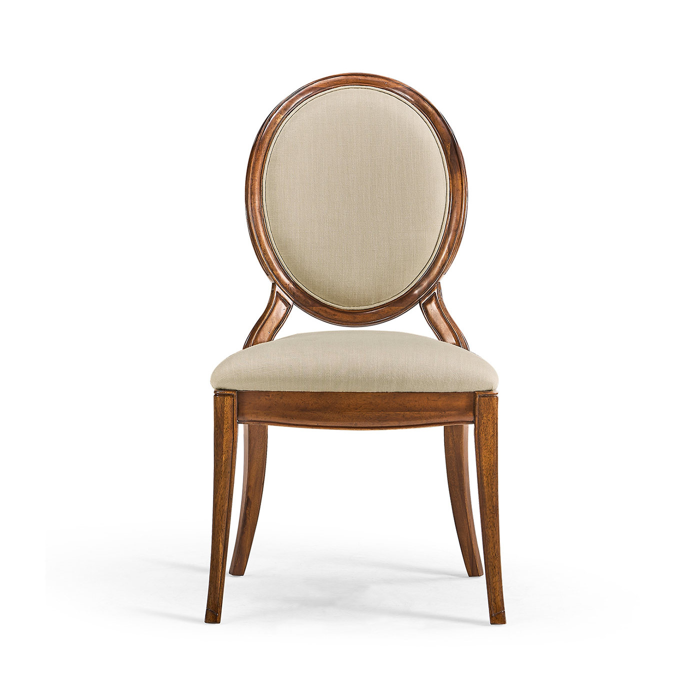 Stacking Spoon Back Walnut Dining Side Chair, Upholstered in Mazo