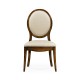 Stacking Spoon Back Walnut Dining Side Chair, Upholstered in Mazo