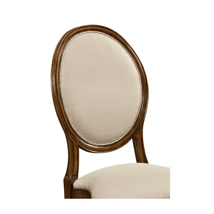 Stacking Spoon Back Walnut Dining Side Chair, Upholstered in Mazo