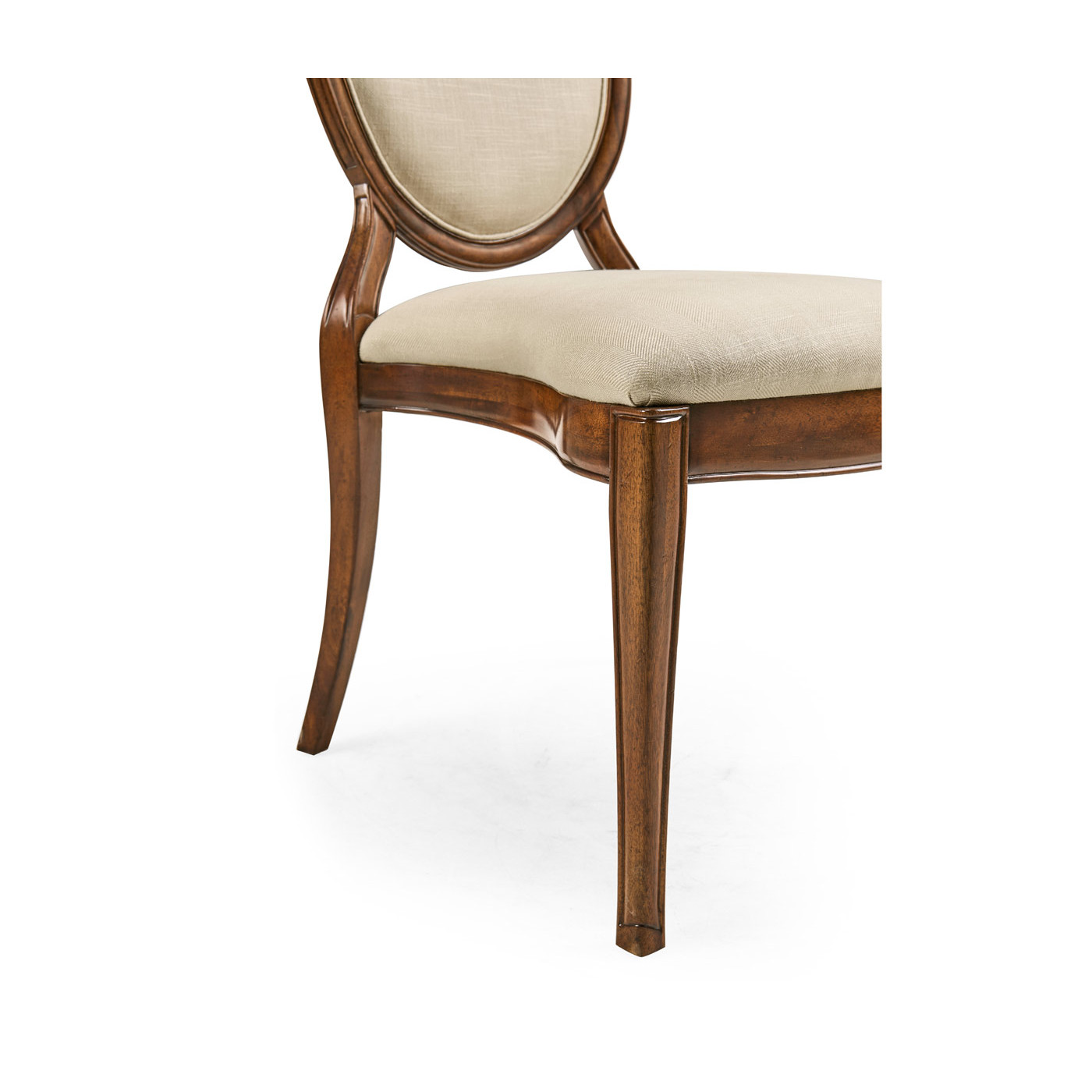 Stacking Spoon Back Walnut Dining Side Chair, Upholstered in Mazo